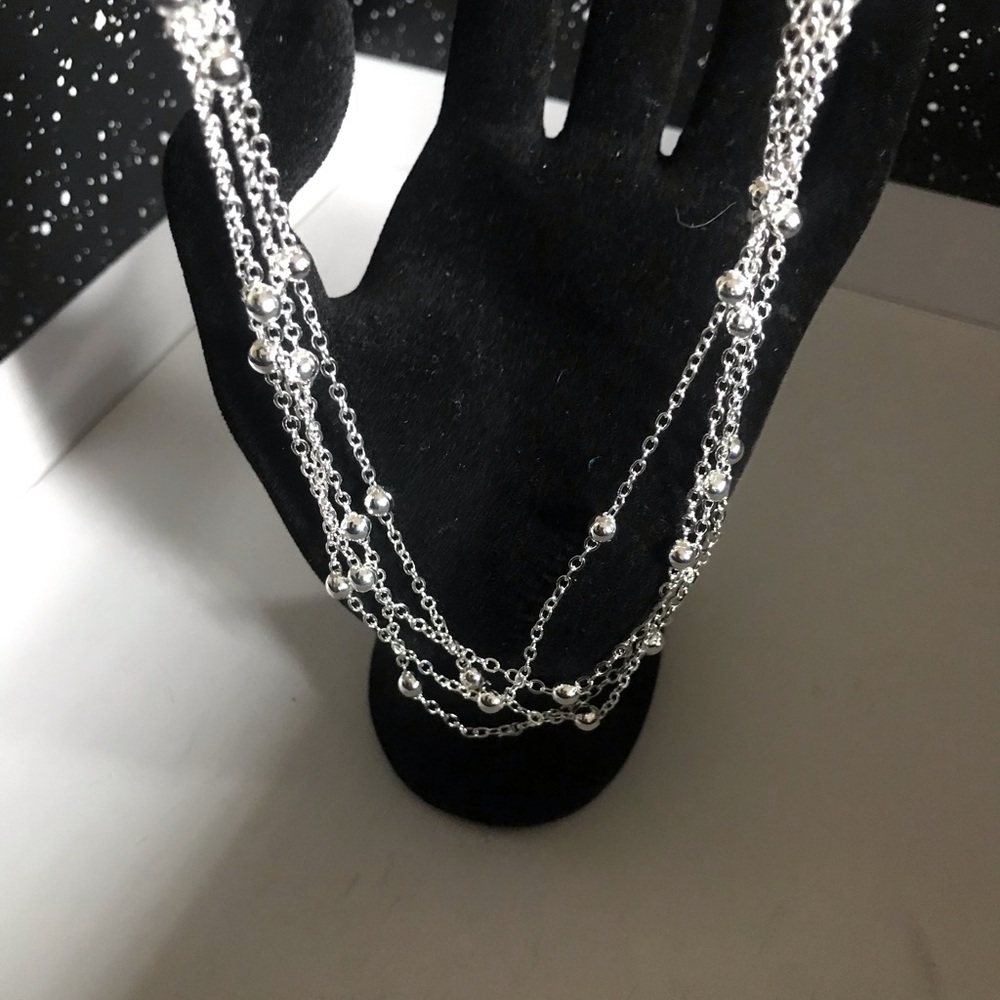 Multi-Strand Sterling Silver Bead Necklace